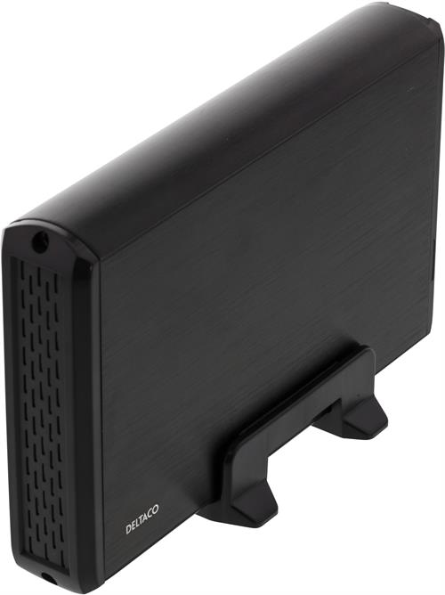 Eksternt kabinett for 1x3,5" SATA-harddisk, USB 3.0, aluminium, svart